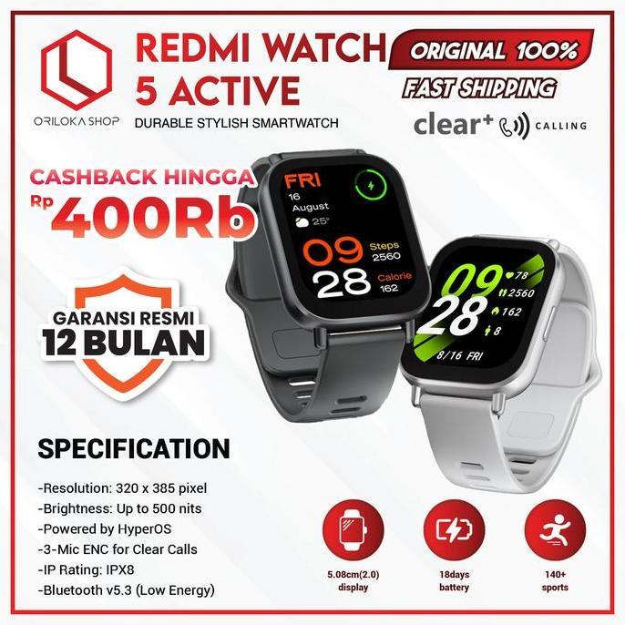 Xiaomi Mi Redmi Watch 5 Active Smartwatch - Garansi Resmi