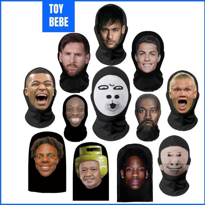 3DEBOZZSKA - TOYBEBE TOPENG 3D MANUSIA MASKER MOTOR FACE JOKER PELINDUNG SINAR MATAHARI TOPENG LUCU 