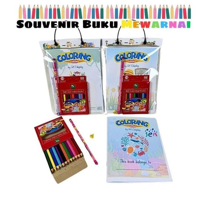 PROMO / GHEduplay Souvenir Ulang Tahun Anak Paket Buku Mewarnai FREE Pensil Warna Bisa Custom mainan