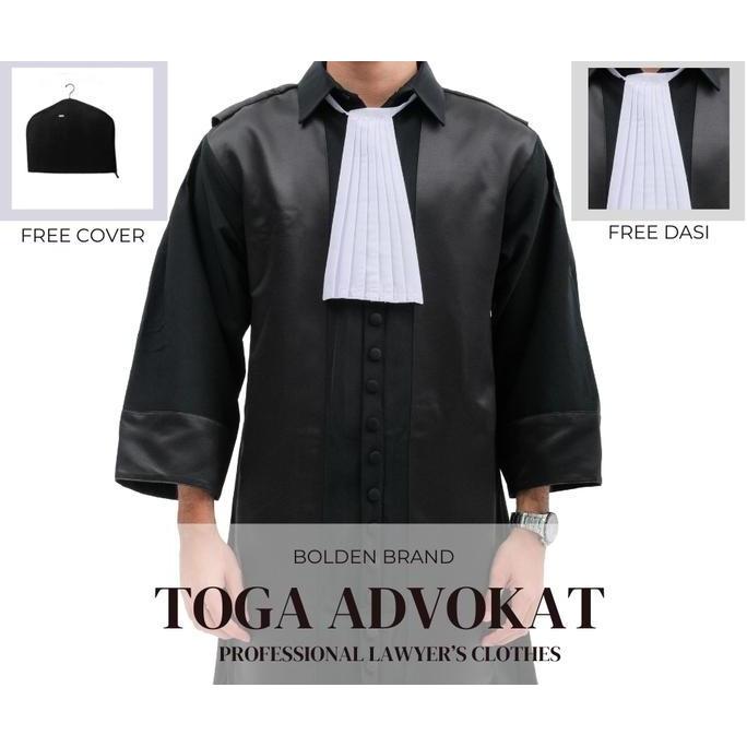 Bolden - Toga Advokat Premium Wool-Pengacara -Jubah Persidangan Advokat -Free Dasi-Cover Pria