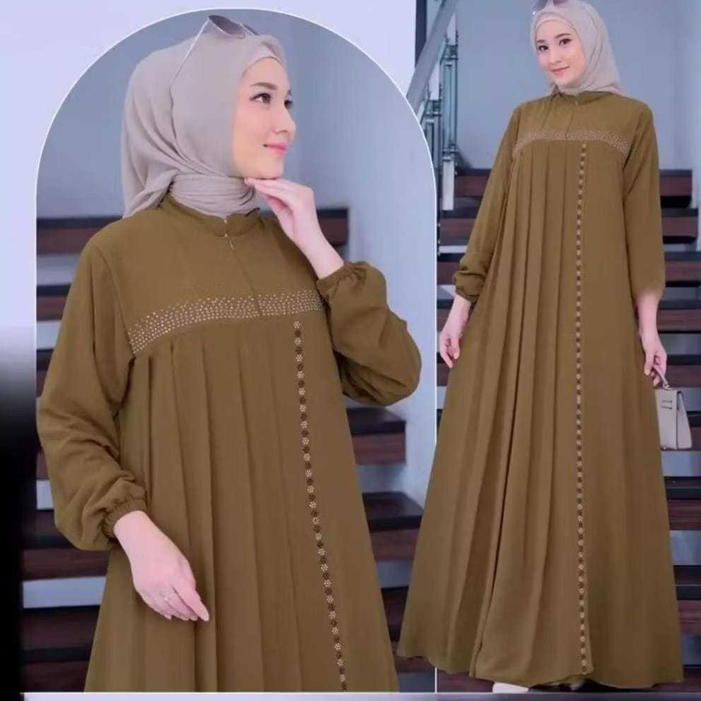 Premium Gamis Babydoll Almahyra Dress Bahan Crinkle/Gamis Azizah Mewah Terbaru Termurah/Azzahra Dres