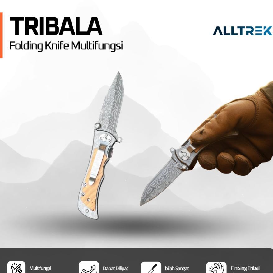 Alltrek Pisau Lipat Camping/Hiking Tribal A Survival Folding Knife