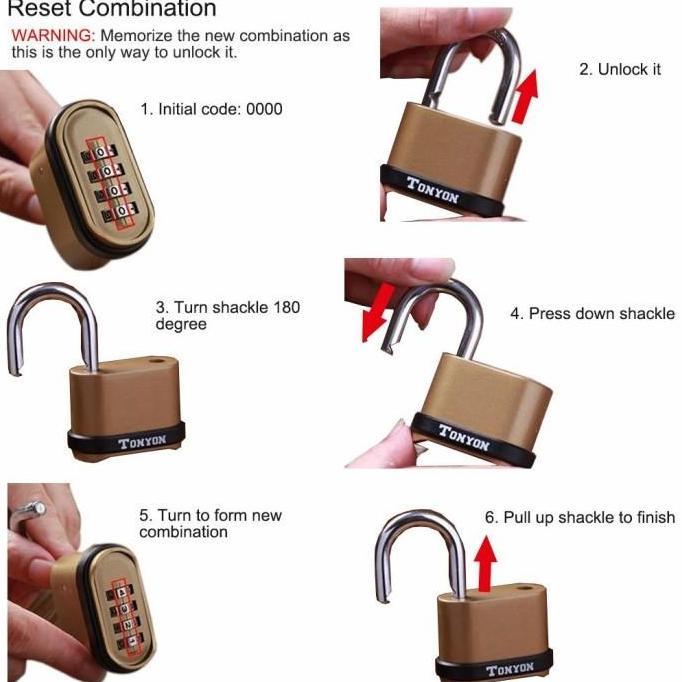 Waterproof Home Door Password Padlock 4 Digit with 10,000 Combinations