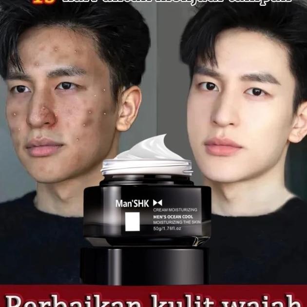 Cream Wajah Pria Pemutih & Anti Aging 50G | Kontrol Minyak Ekstra | Samarkan Keriput Bikin Wajah Leb