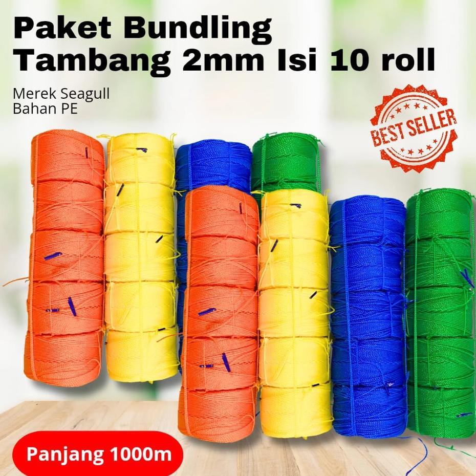 Paket Bundling Tambang 2Mm Isi 10 Roll-Paket Tali Tambang 2Mm Panjang 1000M-Tambang 2Mm Isi 10Roll M