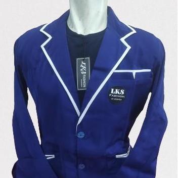 Semi Jas Atau Almamater Motif ,Kancing Simple Juga Elegant Baju Pria Atasan Biru Panjang Wearpack Sa