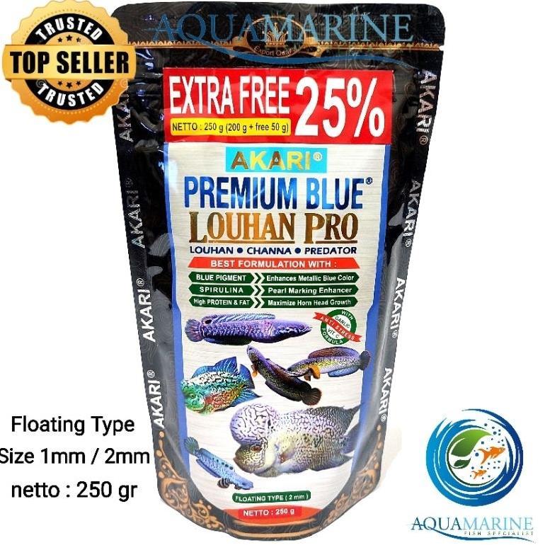 AKARI PREMIUM BLUE LOUHAN PRO Pelet Ikan Channa Limbata Auranti Pakan Louhan Predator kamfa srd cenc