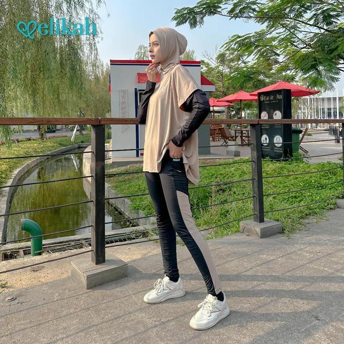 Sale Elikah One Set Atasan Baju Olahraga Wanita Muslim Oversize Elma Outer Sport Hijab Kerudung Cela