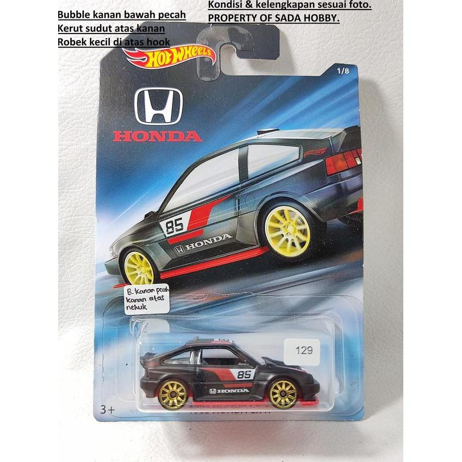HOT WHEELS HOTWHEELS HONDA SERIES 1985 HONDA CRX HITAM STIKER JEPANG CADATOYS