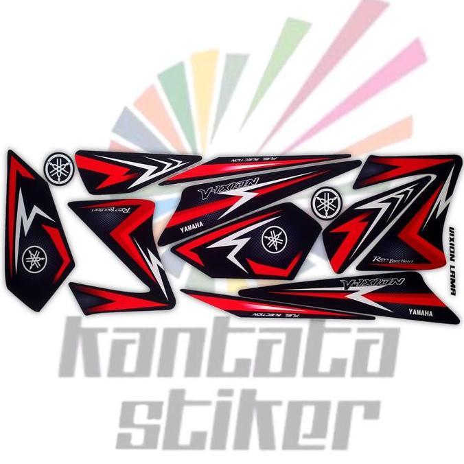stiker striping motor vixion old variasi (hitam-merah)