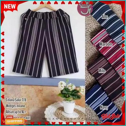 Promo Celana Pendek 7/8 Motif Salur Xl