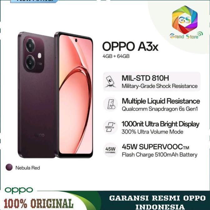 Comunicazione- Oppo A3X Ram 4/64Gb | Oppo A 3X Ram 4/128Gb | Oppo A3 X Ram 6/128Gb Garansi Resmi Opp