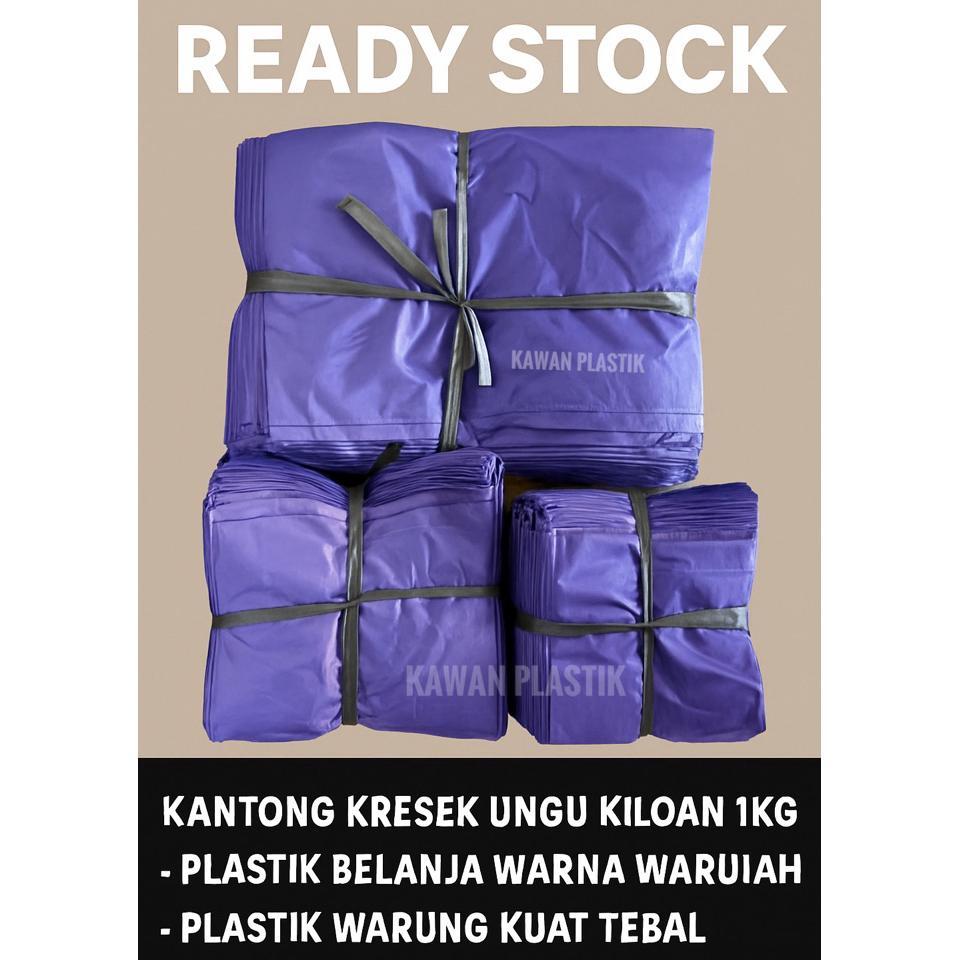(1Kg) Plastik Kresek Kiloan Ungu Ukuran 28 21 15 Plastik Warna Ungu