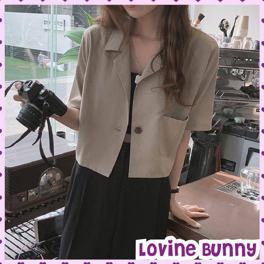 Daily Blazer Linen Crop Premium Korean Style / Basic Outer Oversize / Blazer Linen Crop Top