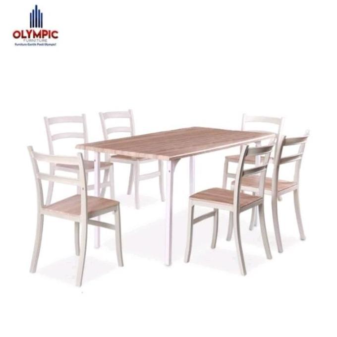 Terlaris Meja Makan Kayu / Meja Makan Minimalis / Dining Table 6 Kursi Dtm Simpsons 6S Olympic
