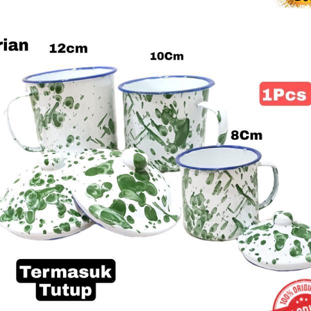 Gelas Mug Cangkir Enamel Seng Kaleng Blirik Blurik Jadul Vintage