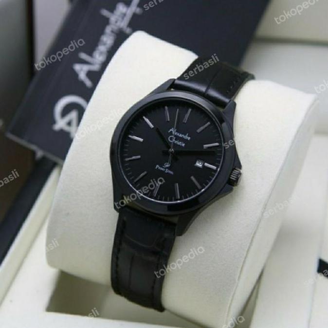 ALEXANDRE CHRISTIE AC1026LD AC 1026 FULL BLACK JAM WANITA KULIT ORI