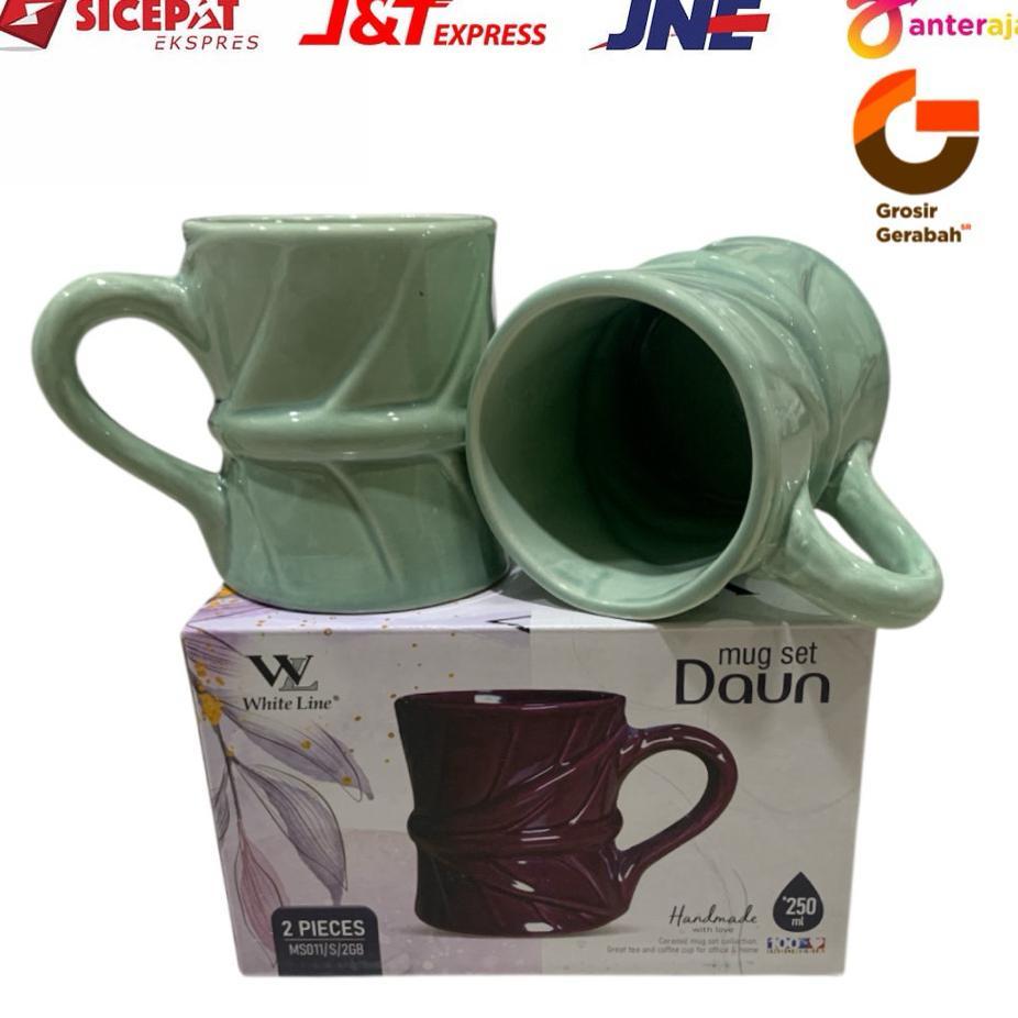 White Line Mug Set Daun Keramik Set 2Pcs 2082112