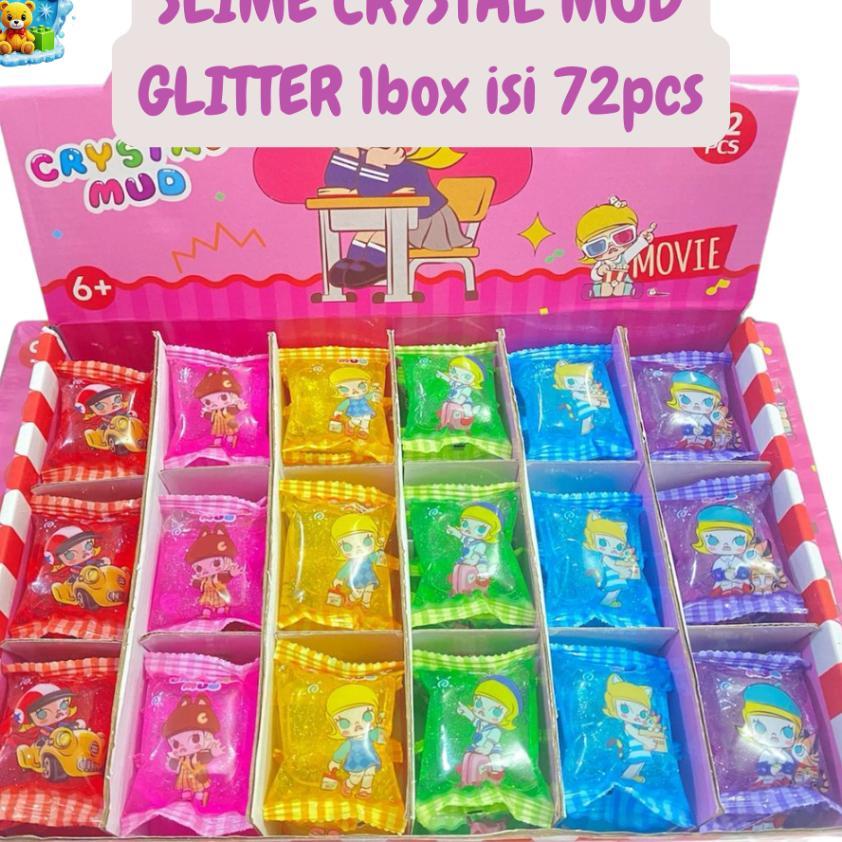 Slime Crystal Mud Glitter 1 Box Isi 72Pcs Slime Bantal Slime Bantal Mainan Anak
