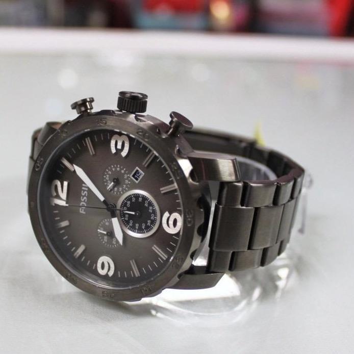 [ORIGINAL] Jam Tangan Pria Fossil JR1437 Nate Chronograph Smoke 50mm