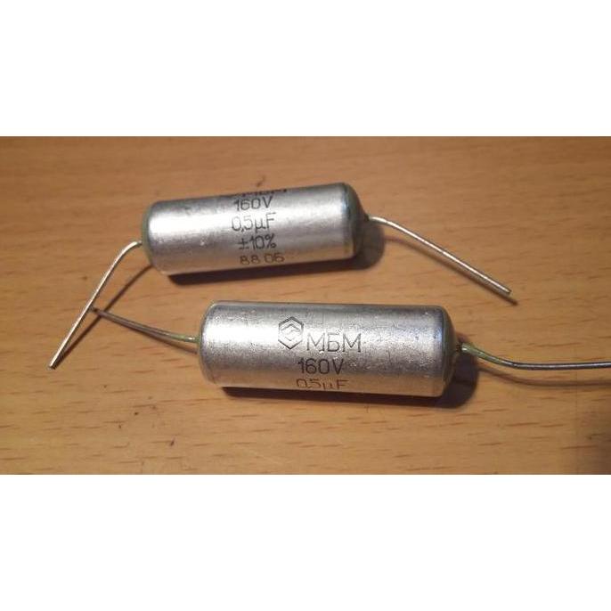 RUSSIAN MBM 0,5UF 0.5UF 160V 10% PAPER ALUMUNIUM FOIL CAPACITOR SAF12