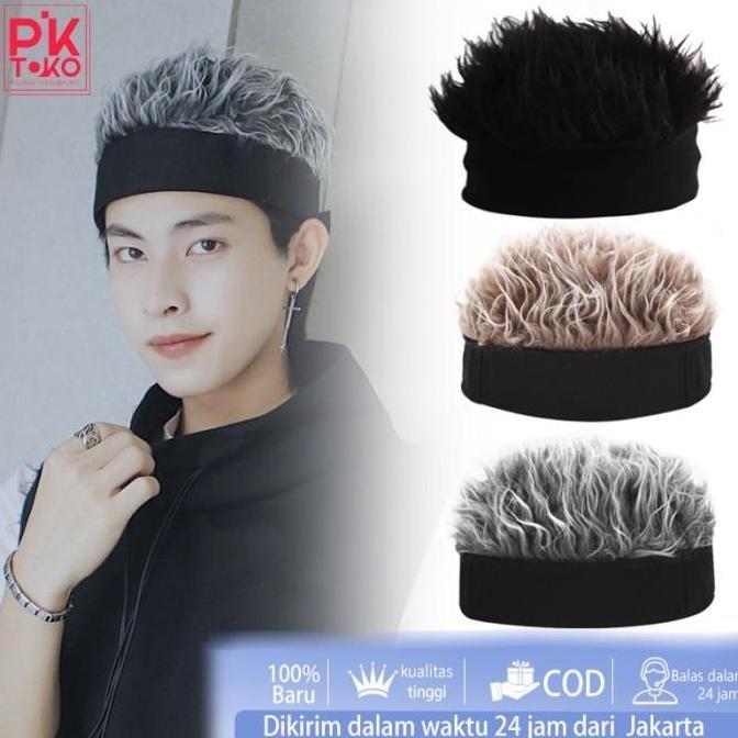 Topi Wig Pria Topi Wig Rambut Cosplay Topi Pria Wanita Rambut Palsu Diskon
