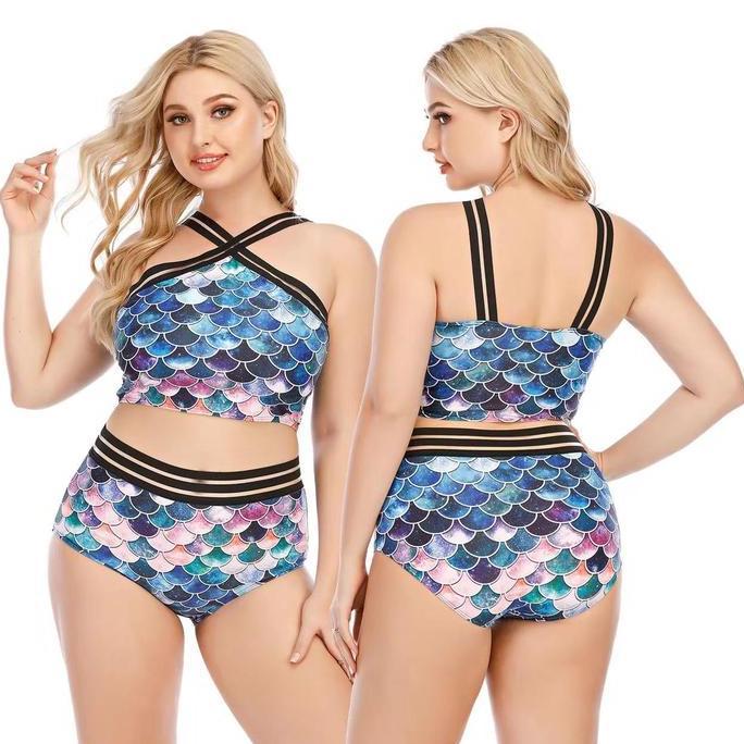 Bikini Import Wanita Motif Mermaid Scales Premium Jumbo Big Size