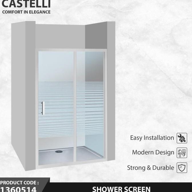 CASTELLI 1360514 Kaca Shower Box Kamar Mandi Sliding Shower Screen