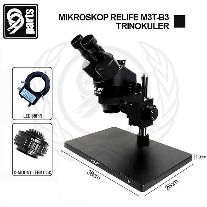 MIKROSKOP TRINOKULER RELIFE M3T-B3 PLUS LAMPU MIKROSKOP / MIKROSKOP RELIFE M3T-B3
