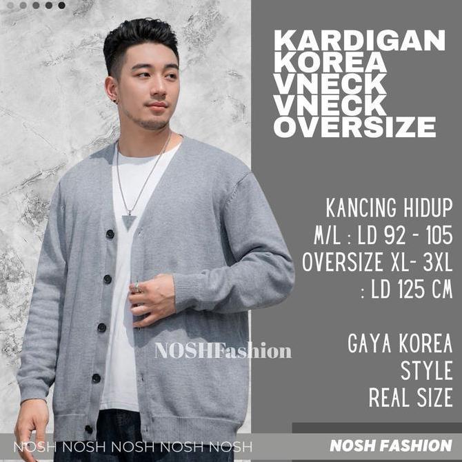 Sweater Cardigan Rajut Jumbo Rico  V Neck Fashion BIG SIZE Pria NOSHFashion