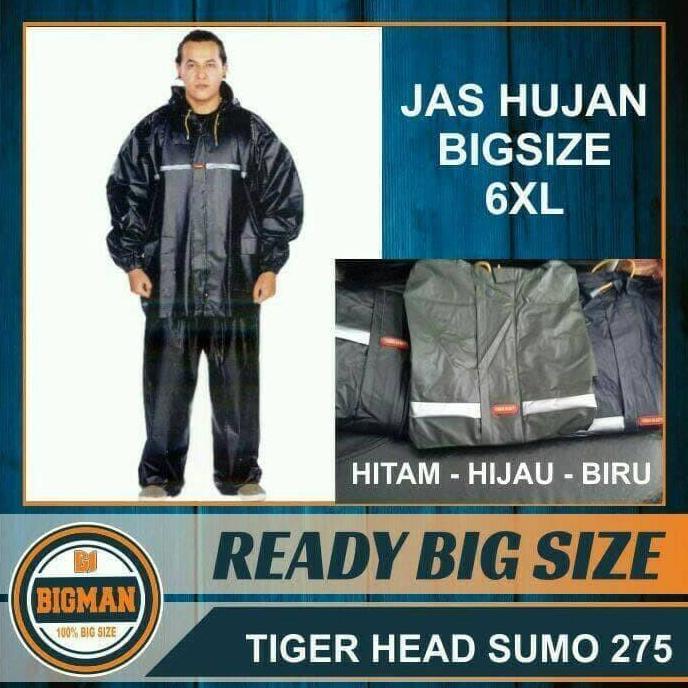 Jas Hujan Tiger Head Sumo 275 Setelan Jaket Celana Size Jumbo Big Size 6XL Mantel Mantol Raincoat