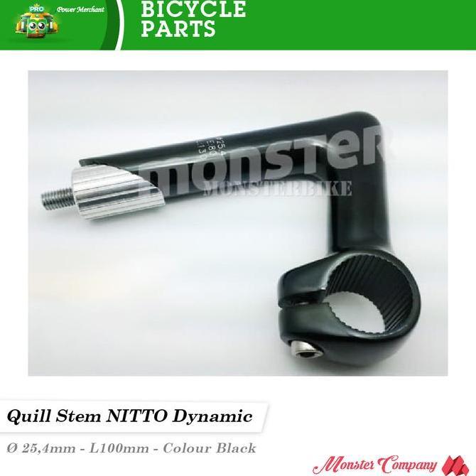 NITTO Dynamic Quill Stem 25.4 100mm Stem Sepeda Klasik, Hitam Elegan