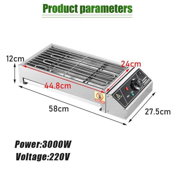 Alat Pemanggang Listrik Panggangan BBQ Grill Listrik Besar Stainless Steel Kompor / Electric BBQ Gri
