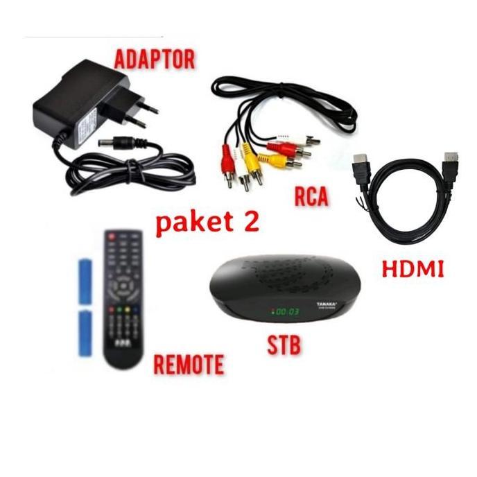 STB DVB SET TOP BOX TV DIGITAL TANAKA T2 NEW BODY PLASTIK HITAM - PAKET 1 2 3 4