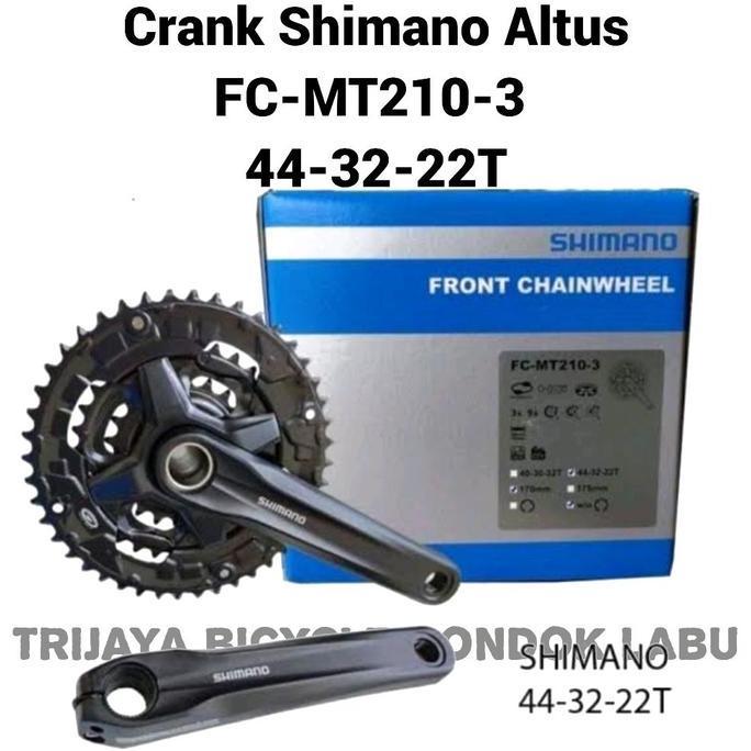 Crank Shimano Altus FC-MT210-3 44-32-22T 3 Speed Hollowtech Untuk 3 x 8 Dan 3 x 9 Speed Shimano ORIG
