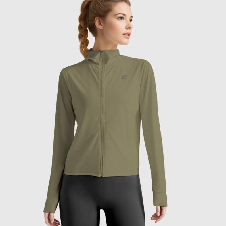 DISKON Baju Olahraga Wanita Hoodie Lengan Panjang Pelindung Matahari