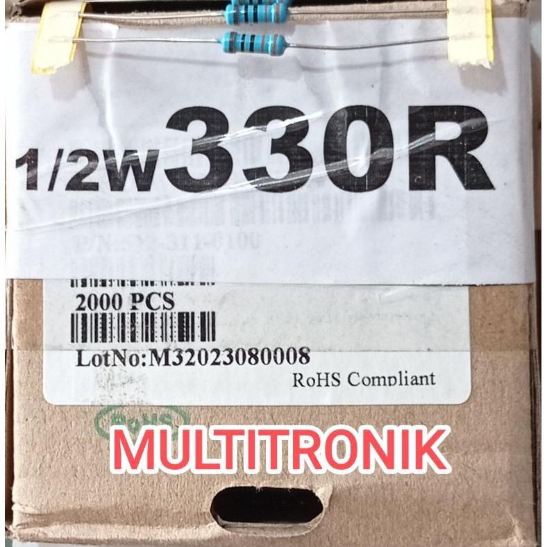 RESISTOR 330R 1/2WATT 1%  RESISTOR 0.5WATT 330R (330 Ohm) METAL FILM TAIWAN