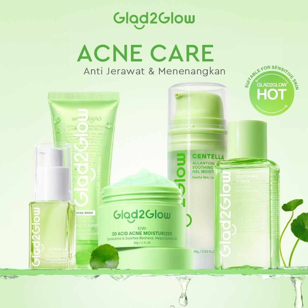 Glad2Glow Acne Care Skincare Series || Kiwi Acid Moisturizer || Centella 2% Salicylic Acid Acne Seru