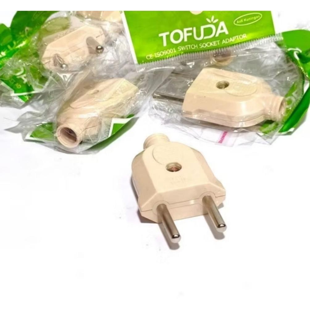 Steker mini   TOFUDA T205 Steker gepeng putih Colokan gepeng