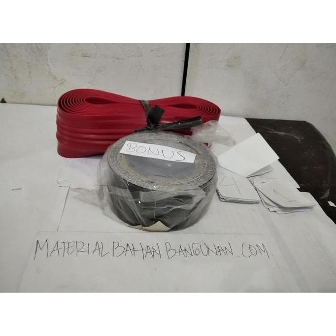 LAKBAN ANTI SLIP 2INCH HITAM LIS TANGGA MERAH KARET POLOS PANJANG 4MTR
