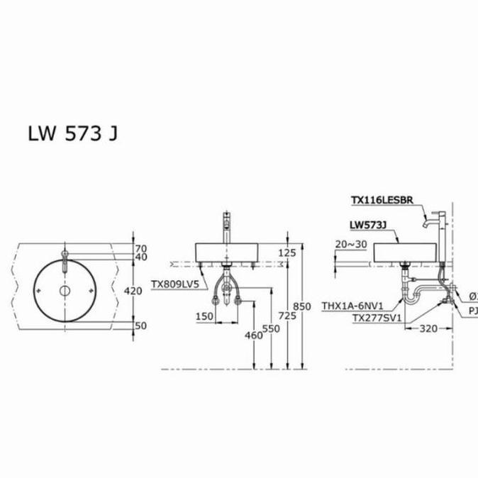 WASTAFEL TOTO LW 573 J KOMPLIT SETT KRAN DINGIN/ LW573J PAKET KOMPLIT