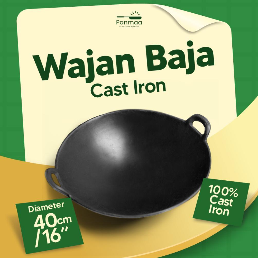 Wajan Cast Iron/Wok  / Wajan Baja / Wajan Besi Cor Anti Lengket Ukuran (40Cm)