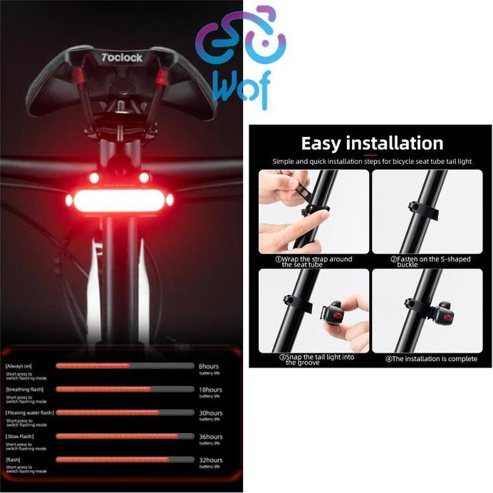 ROCKBROS RFL02 Lampu Belakang Sepeda Smart Brake Bike Rear Tail Light
