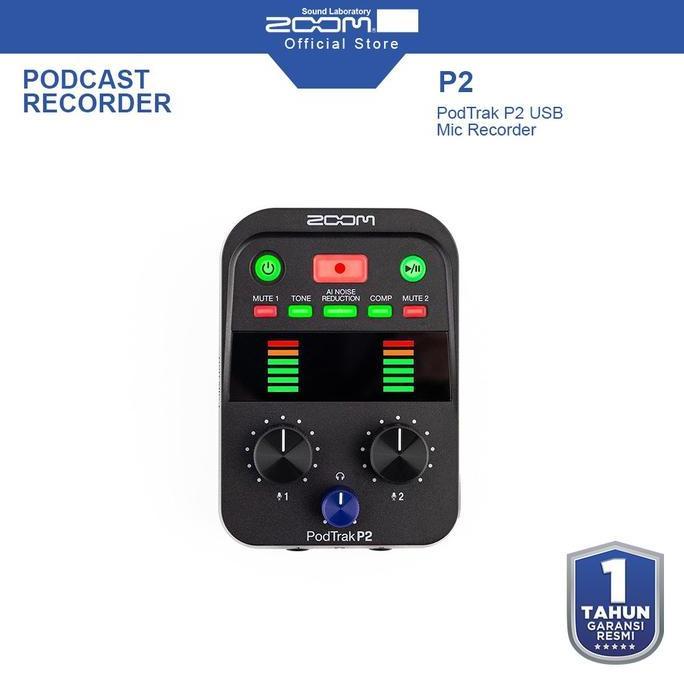 Zoom PodTrak P2 USB Mic Recorder | Podcast Recorder