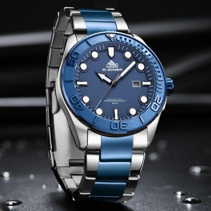 Dziner Jam Tangan Pria Dziner 9069 Rantai Stainless Steel Original Water Resistant 5ATM