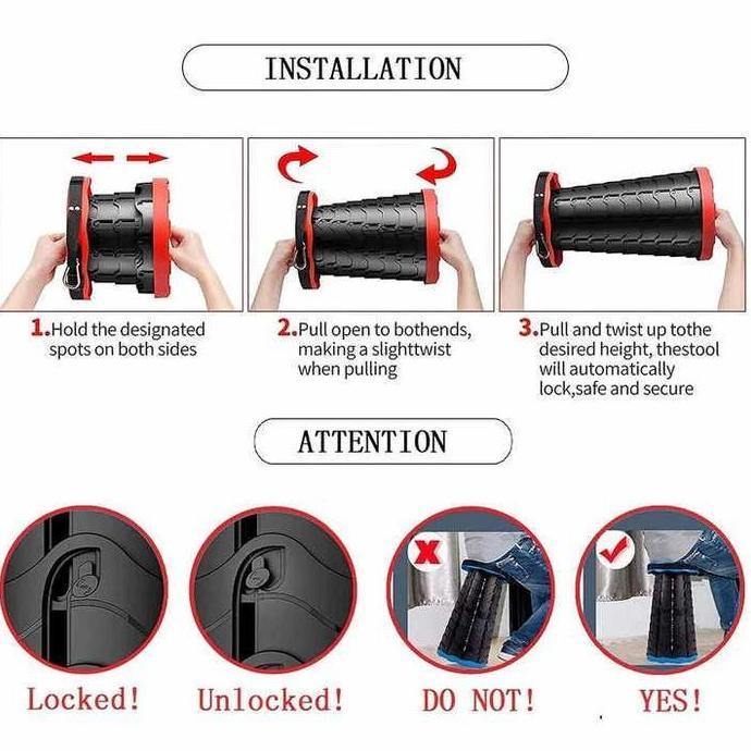 Kursi Lipat Plastik Teleskopik Portable Chair Kuat/Kursi Lipat Portable/Kursi Teleskopik Murah/Untuk