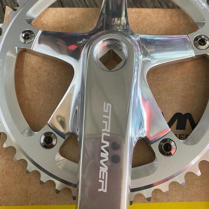 Crank fixei  singgle speed strummer 48T panjang arm 165 bcd 144