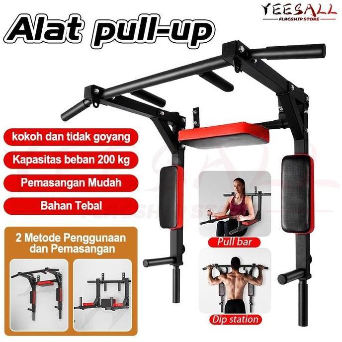 Pull Up Bar / Chin Up Bar Tipe Tempel Dinding - Alat Gym Rumahan Multifungsi & Kuat, untuk Latihan T