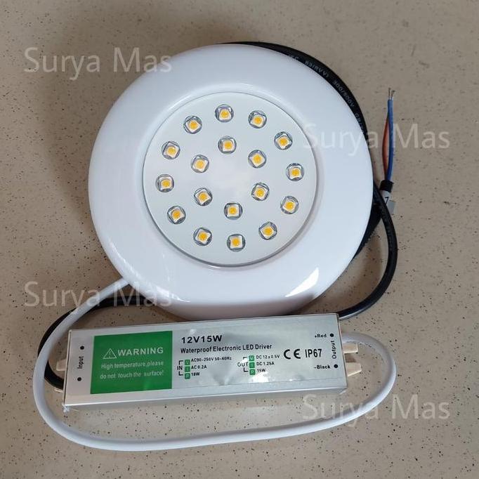Lampu Led 12 Watt Kolam Renang 12 Volt Dc + Trafo Outdoor