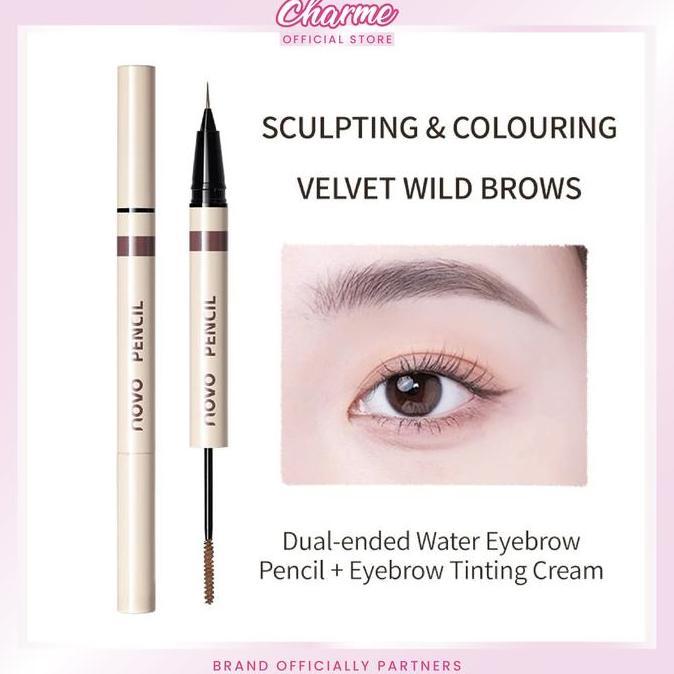 (READY & ORI) NOVO Vivid 3D Double-Head Eyebrow Pencil 2 in 1 Pensil dan Sisir Alis 6065